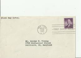 USA -1945 –FDC ALFRED E. SMITH – 1873 – 1944  ADDR. TO BALTIMORE – MD  W 1 ST OF 3 C,  NEW YORK - NY . – NOV 26, RE714 - 1941-1950