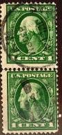 US 1 C.Washington,cancel.NY July.1914,vertical Paar,used As Scan - Used Stamps