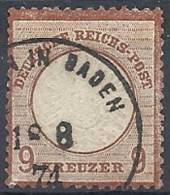 1872 GERMANIA USATO REICH IMPERO GRANDE SCUDO SULL'AQUILA 9 K BRUNO - DE002 - Used Stamps