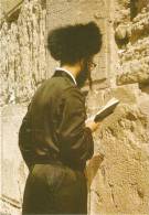 Cpm 10x15 . JUDAICA . ISRAEL .  PRAYING AT THE WAILING WALL  . Juif Hassidique En Prière - Judaísmo