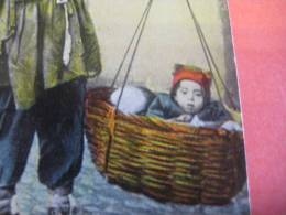 1 China Postcard - No Stamp  - Text Backside : Selling Children ! Front : (in Red) Chinese Begar With Hired Babies - China