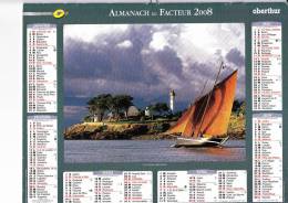 Almanach Du Facteur 2008, Port Navallo (Morbihan), Phare, Le Mont-Saint-Michel (Manche), OBERTHUR - Groot Formaat: 2001-...