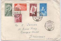 Spanish Cols Morocco-Enclave 1958 Cover With Spanish Adhs Canc .Ceuta To Stockport, England. - Maroc Espagnol