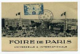 CM FOIRE DE PARIS Universelle Et Internationale  22/09/1945 Avec YT N°741 - Cad Foire De Paris Stand Des PTT - 1940-1949