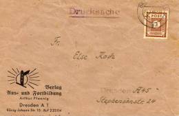 Lettre Allemagne Zone Sovietique Dresden 3 F Tarif Des Imprimes Obliteree 21.2.46 - Privées & Locales