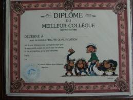 GASTON LAGAFFE  DIPLOME MEILLEUR COLLEGUE   FRANQUIN - Gaston