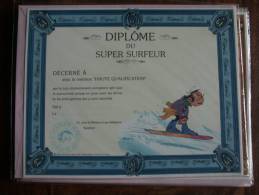 GASTON LAGAFFE  DIPLOME  SUPER SURFEUR  FRANQUIN - Gaston