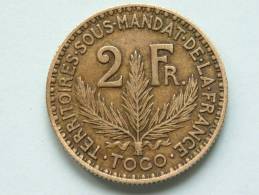 1925 - 2 FRANC / KM 3 ( Uncleaned - For Grade, Please See Photo ) ! - Togo