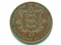 1871 - 1/13th OF A SHILLING / KM 5 ( Uncleaned - For Grade, Please See Photo ) ! - Jersey