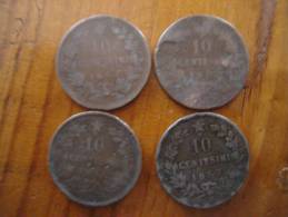 Lot De 4 Pieces De 10 Centesimi VICTOR EMMANUEL II - 1861-1878 : Vittoro Emanuele II