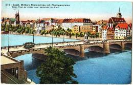 Basel - Mittlere Rheinbrücke Mit Rheinpanorama - & Tram - Autres & Non Classés