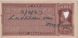 Fiscal, Revenue, Court Fee, Princely State Jashpur, Overprinted On 8 An Br India King George VI, India - Autres & Non Classés