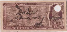 Fiscal, Revenue, Court Fee, Princely State Sarangarh, Overprinted On 1 Rupee 8 An Br India King George VI, India - Other & Unclassified