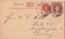 GRANDE BRETAGNE - ENTIER POSTAL DE PETERHEAD 7 SEPTEMBRE 1896 A DESTINATION DE HALLE EN ALLEMAGNE. - Interi Postali