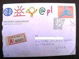 2 Scans, Cover Sent From Poland To Lithuania, Registered, Special Cancel Day Of Post - Covers & Documents