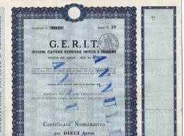 ROMA - C.E.R.I.T.  /  Gestione Esattoriale Ricevitorie Imposte E Tesorerie _  10 Azioni - Industrie