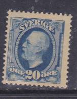 SUÈDE N° 45 20 ORE BLEU OSCAR II - Unused Stamps