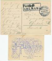 Postkarte Merkem S.B. 4.Btt.L.F.A.B.7 + Feldpostexp. 45.Reserve-Div 8.5.1915 - Army: German