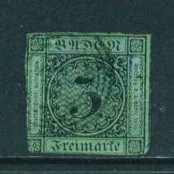 BADEN - 1851 Imperf. 3kr Used As Scan - Used