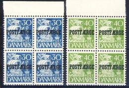 ##Denmark 1940. Michel 18-19 II In Blocs Of 4. MNH(**) - Paketmarken