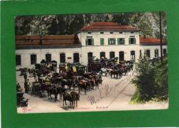 GOESCHENEN GOTTHARDBAHN   GARE BAHNHOF SUISSE 1905 CPA  Animée Nombreux Attelages Tampon Hôtel Croix Blanche - Göschenen