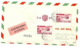 LBL13 - S.MARIN  P.A. 1000L X 2 SUR LETTRE EXPRES  POUR NEW YORK 31/7/1951 - Cartas & Documentos