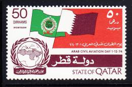 Qatar MH Scott #414 50d Arab Leaque, Qatar Flags - Arab Civil Aviation Day - Qatar