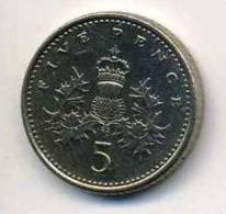 Grossbritannien - 1990 - KM 937b - 5 Pence - XF - 5 Pence & 5 New Pence
