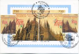 ITALIA - FDC MAXIMUM CARD 1996 - ESPOSIZIONE MONDIALE DI FILATELIA - ANNULLO SPECIALE MILANO - Maximumkaarten