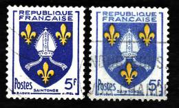 Y&T  1005 - Saintonge  -  Timbre Plus Pâle Sur Papier Bleuté-  Oblitérés - 1941-66 Escudos Y Blasones