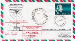 1974-Italia Aerogramma Illustrato Bicentenario Della Nascita Di Guglielmo Marconi Bollo Rosso Trasportato Con Aeromodell - Airmail