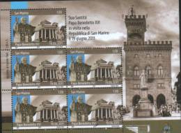 San Marino 2011 Foglietto Visita Sua Santità Papa Benedetto XVI  ** MNH - Nuevos