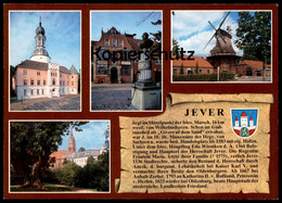 POSTKARTE JEVER MIT WAPPEN & GESCHICHTE CHRONIK Chronikkarte Chronique Chronicle Storycard Mühle Windmill Molen Mill - Jever