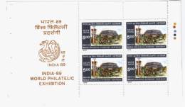 India 89, 1989, World Philatelic Exhibition , From Sheetlet / Booklet Panes, Traffic Light, 5.00   Monument, MNH Block - Blokken & Velletjes