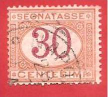 ITALIA REGNO USATO - 1870/1890 - SEGNATASSE - CIFRA ENTRO UN OVALE  - Cent. 30 - UNIFICATO S23 - Impuestos