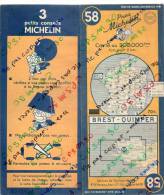 Carte Géographique MICHELIN - N° 058 BREST - QUIMPER 1950 - Roadmaps