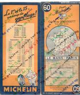 Carte Géographique MICHELIN - N° 060 Le MANS - PARIS 1945 - Roadmaps