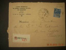 SN  626   QUIMPER  E     EXPOSITION COLONIALE DE 1931  273   LETTRE RECOMMANDEE - Tarifas Postales