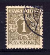 Denmark - 1907 - 1 Ore Newspaper Stamp (Perf 12½, Crown Watermark) - Used - Usado