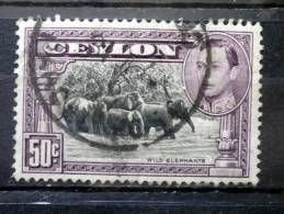 Ceylon - 1938 - Mi.nr.239 D - Used - Native Representations, King George VI - Elephants - Definitives - Ceylon (...-1947)