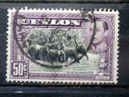 Ceylon - 1938 - Mi.nr.239 D - Used - Native Representations, King George VI - Elephants - Definitives - Ceylan (...-1947)