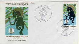 FDC  POLYNÉSIE  1975 TAHITI   LIONS CLUB # - FDC