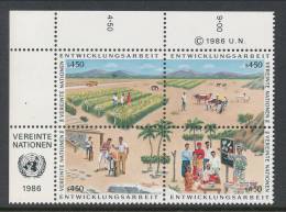 UN Vienna 1986 Michel # 56-59 Block Of 4 With Lable In Upper Left Side MNH - Hojas Y Bloques