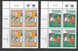 UN Vienna 1987 Michel # 77-78, 4-Block With Lable In Upper Left Side MNH - Hojas Y Bloques