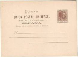 PUERTO RICO: Tarjeta Entero Postal De Alfonso XII, Año 1886, NUEVA SIN CIRCULAR - Puerto Rico