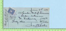 Timbre Taxe  3 Cents FX64  Relier Sur Cheque London Ontario Banque De Montreal 1948 Excise Tax - Revenues