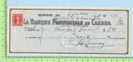 Timbre Poste Pour Taxe 3 Cents Scott #233  Sur Cheque Banque Provinciale Sherbrooke 1940 Excise Tax - Revenues