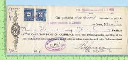 Timbre Taxe 2 X 3 Cents FX64 Relier Sur Cheque 1945 Excise Tax - Fiscali