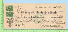 Timbre Poste Pour Taxe 2 X 1 Cents Scott #104 Relier Sur Cheque 1937 Excise Tax - Fiscaux