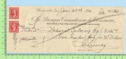 National Tailor Sherbrooke Quebec Canada Cheque 1940 Excise Tax - Cheques En Traveller's Cheques